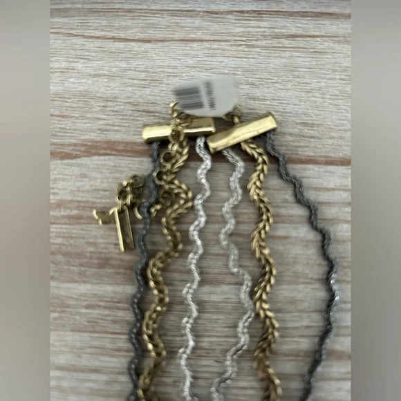 NWT Johnny Was Ric Rac Gold & Silver Necklace Triple Strand Mixed Metal Wavy - Picture 2 of 8